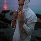 Men's Cotton And Linen Beach Casual Hoodie Shirt