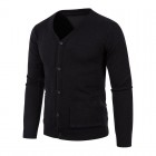 Men's V-Neck Pocket Cardigan Knit Sweater