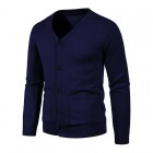 Men's V-Neck Pocket Cardigan Knit Sweater