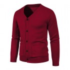 Men's V-Neck Pocket Cardigan Knit Sweater