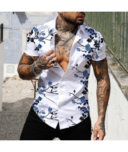 Men's Holiday Casual Printed Short Sleeve Shirt