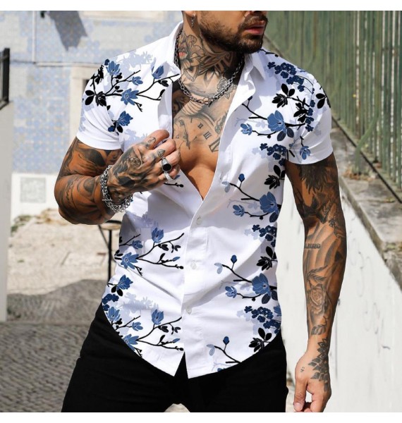 Men's Holiday Casual Printed Short Sleeve Shirt