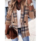 Casual Loose Check Print Cardigan Bzer