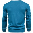 Men's Casual Solid Color Cotton V-Neck Long Sleeve Pullover Knit Sweater