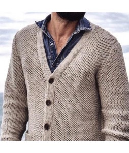 Men's  Jacquard Button Knit Cardigan Sweater