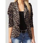 Temperament Commuter Leopard Print Cropped Suit