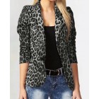 Temperament Commuter Leopard Print Cropped Suit