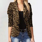 Temperament Commuter Leopard Print Cropped Suit