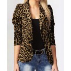 Temperament Commuter Leopard Print Cropped Suit