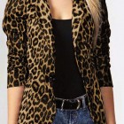 Temperament Commuter Leopard Print Cropped Suit