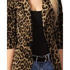 Temperament Commuter Leopard Print Cropped Suit