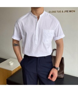 Gentlemans Simple Business Casual Linen Shirt