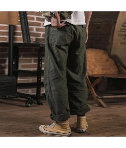 Men's Retro Straight Multi Pocket Wide Leg Casual Pants