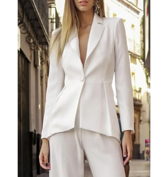 White Color Button Bzer Fashion