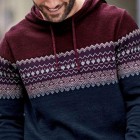 Men's Casual Print Knit Hooded Sweater