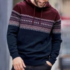 Men's Casual Print Knit Hooded Sweater