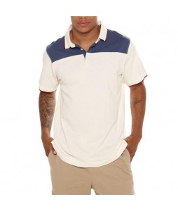 Men's pel Patchwork Contrast Color Casual Sports POLO Shirt