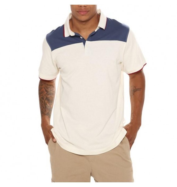 Men's pel Patchwork Contrast Color Casual Sports POLO Shirt