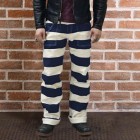 Prison pants motorcycle bck and white striped pants