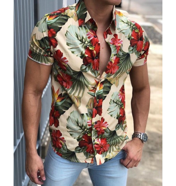 Fashion pel short sleeve printed shirt