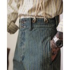 Casual retro striped denim overalls jeans