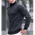 Men's Mid High Neck Grey Trendy Casual Sweater