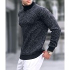 Men's Mid High Neck Grey Trendy Casual Sweater