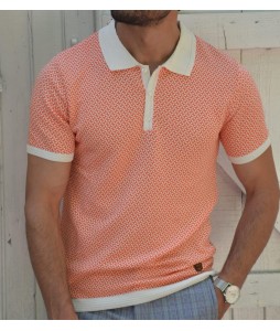 Textured-print Slim-fit Polo Shirt