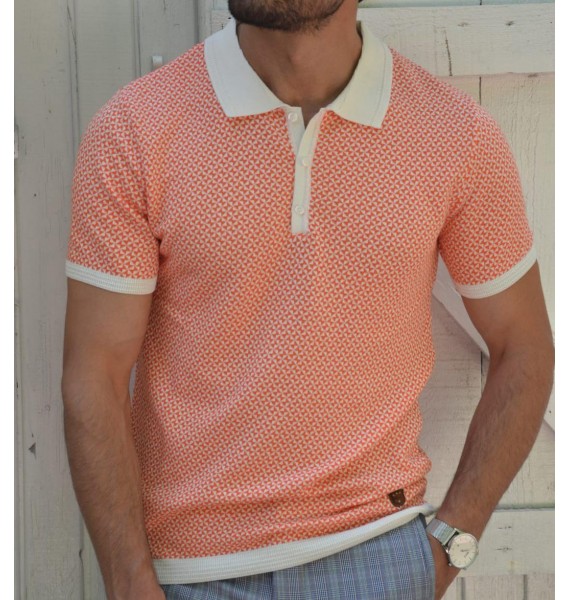 Textured-print Slim-fit Polo Shirt