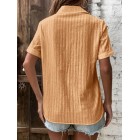 Summer Casual Button-up Solid Color Blouse