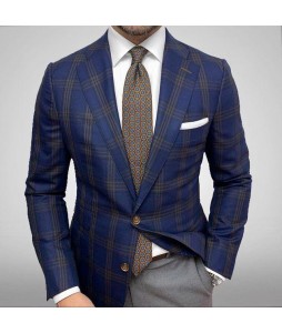 Check Texture Casual Senior Suit Jacket