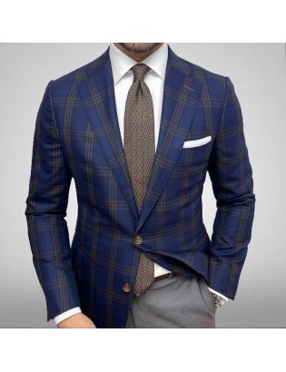 Check Texture Casual Senior Suit Jacket