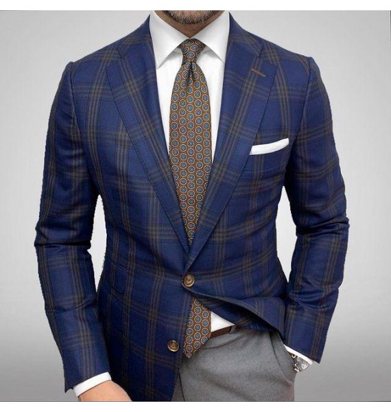 Check Texture Casual Senior Suit Jacket