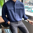 Gentleman Minimalist Pin Design Business Long-sleeved Shirt