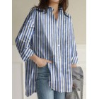 Casual Loose Striped Print Long Sleeve Blouse