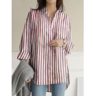 Casual Loose Striped Print Long Sleeve Blouse