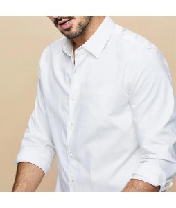 Men's Casual Simple Shirt Basic Solid Color Long-sleeved Bottoming Shirt