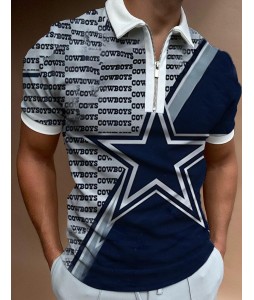 Men's Printed Machine Washable Short Sleeve Polo 
 Shirt