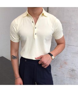 Gentleman Summer Casual Pin Knitted Polo Shirt