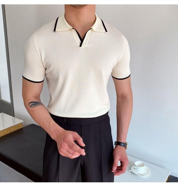 Mens knitted polo shirt