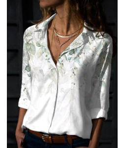 Fashion Casual Long Sleeve Floral Print Shirt