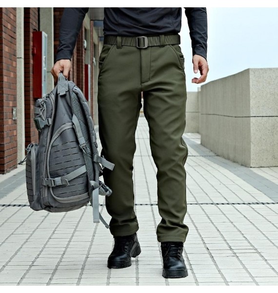 Men's Outdoor Casual Fleece Warm Soft Shell Stretch Tactical Pants