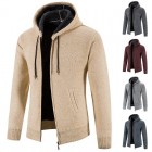 Men's Outdoor Leisure Thickening And Fleece Loose Hooded Knit Cardigan