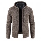 Men's Outdoor Leisure Thickening And Fleece Loose Hooded Knit Cardigan