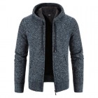 Men's Outdoor Leisure Thickening And Fleece Loose Hooded Knit Cardigan