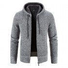 Men's Outdoor Leisure Thickening And Fleece Loose Hooded Knit Cardigan