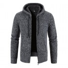 Men's Outdoor Leisure Thickening And Fleece Loose Hooded Knit Cardigan