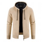 Men's Outdoor Leisure Thickening And Fleece Loose Hooded Knit Cardigan