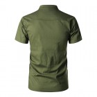 Men's Casual Linen Button Solid Short Sleeve Polo Shirt