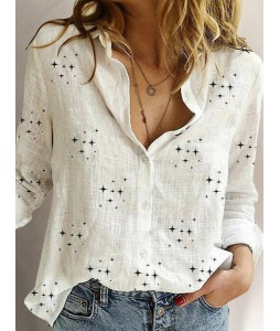 Fall Print Loose Long Sleeve Blouse